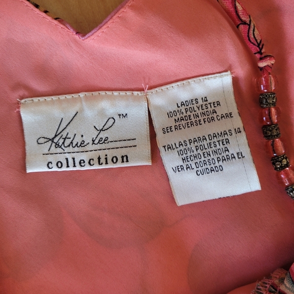 Kathy Lee Floral Salmon 90s dress size 14 - Picture 5 of 6